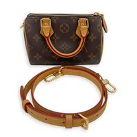 Speedy Top Handle Bag Nano  Brown in Monogram Coated Canvas, Gold hardware