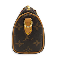 Speedy Top Handle Bag Nano  Brown in Monogram Coated Canvas, Gold hardware