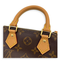 Speedy Top Handle Bag Nano  Brown in Monogram Coated Canvas, Gold hardware