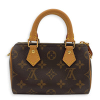 Speedy Top Handle Bag Nano  Brown in Monogram Coated Canvas, Gold hardware