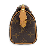 Speedy Top Handle Bag Nano  Brown in Monogram Coated Canvas, Gold hardware