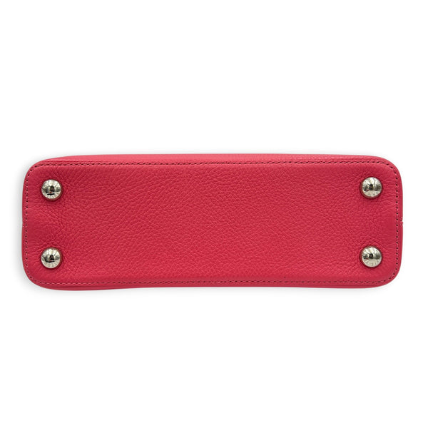 Capucines Top Handle Bag BB Pink in Taurillon Leather, Silver hardware