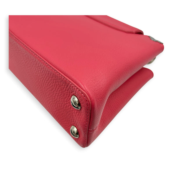 Capucines Top Handle Bag BB Pink in Taurillon Leather, Silver hardware