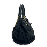 Gaufre Shoulder Bag Black in Nylon, Gold hardware