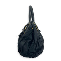 Gaufre Shoulder Bag Black in Nylon, Gold hardware