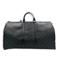 Keepall Duffle Bag 55 Monogram Eclipse in Monogram Coated Canvas, Silver hardware