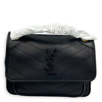 Niki Baby Black Shoulder Bag in Lambskin, Monochrome hardware