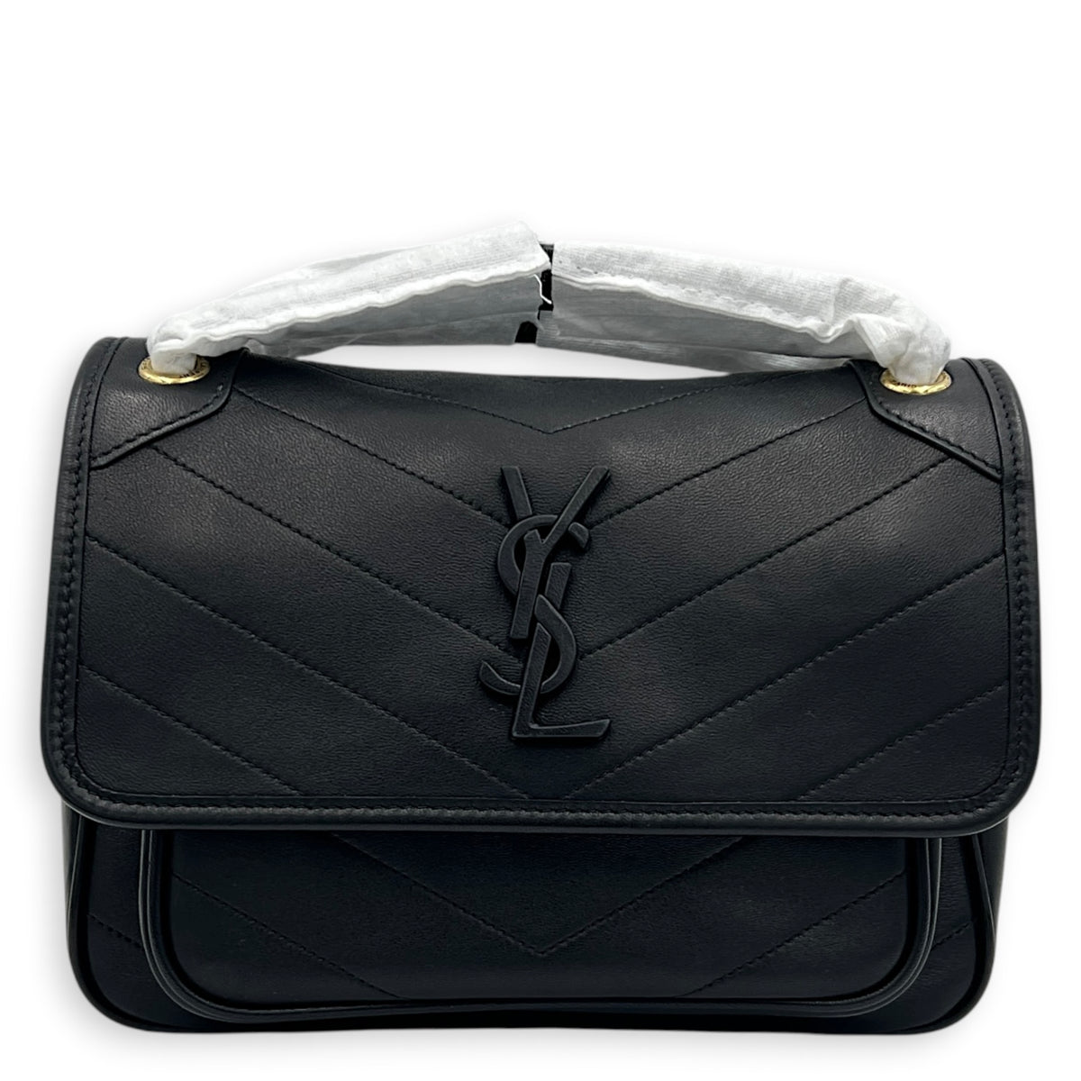Niki Shoulder Bag Baby Black in Lambskin, Monochrome hardware