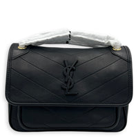Niki Shoulder Bag Baby Black in Lambskin, Monochrome hardware