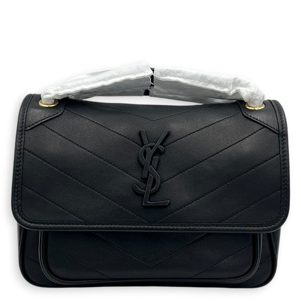 Niki Shoulder Bag Baby Black in Lambskin, Monochrome hardware