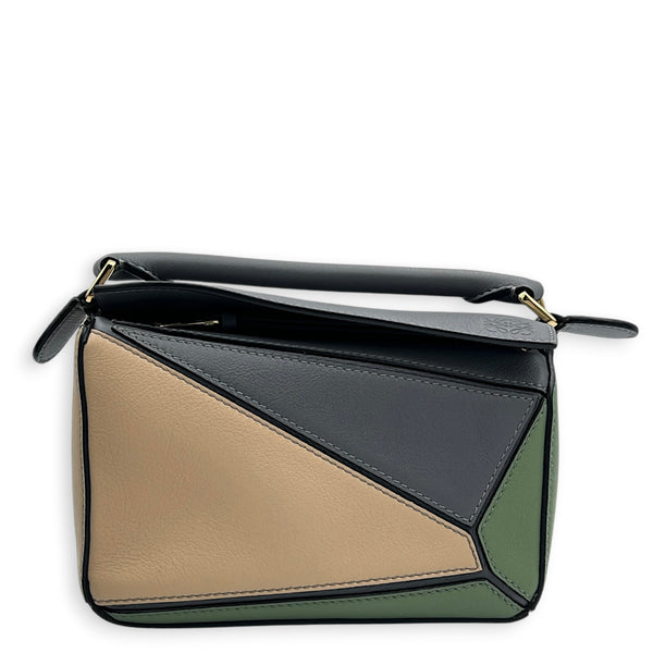 Puzzle Crossbody Bag Mini Multi-colour in Calfskin, Gold hardware