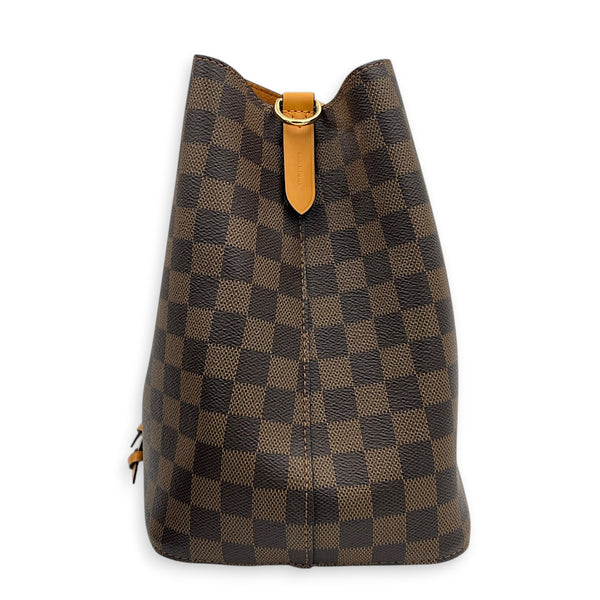 NeoNoe Bucket Bag MM Brown in Coated Canvas, Gold hardware