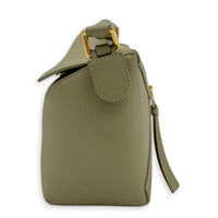 Puzzle Small Green Top Handle Bag in Calfskin, Gold hardware