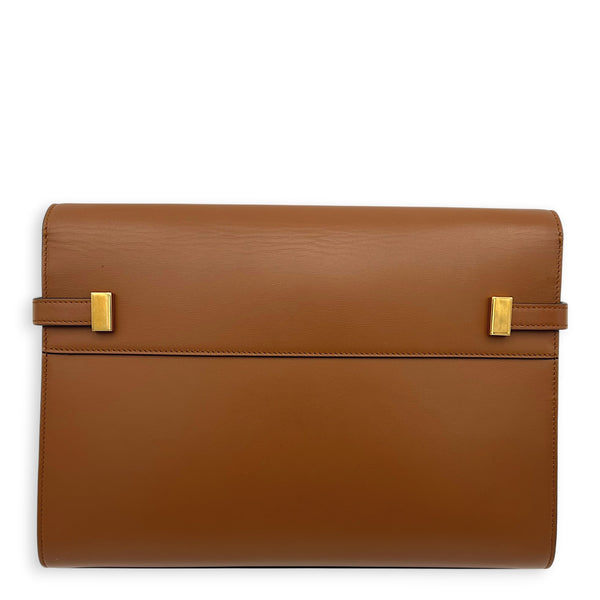Manhattan Shoulder Bag Medium Tan in Calfskin, Gold hardware