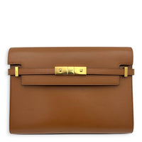 Manhattan Shoulder Bag Medium Tan in Calfskin, Gold hardware