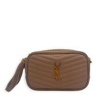 Lou Crossbody Bag Dark Powder in Calfskin, Gold hardware