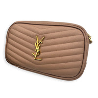 Lou Crossbody Bag Dark Powder in Calfskin, Gold hardware