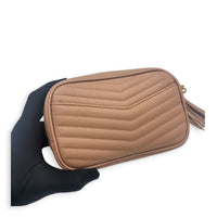 Lou Crossbody Bag Dark Powder in Calfskin, Gold hardware