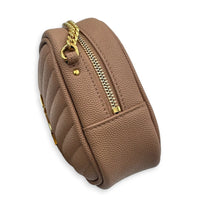 Lou Crossbody Bag Dark Powder in Calfskin, Gold hardware