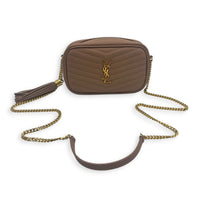 Lou Crossbody Bag Dark Powder in Calfskin, Gold hardware