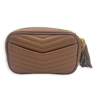 Lou Crossbody Bag Dark Powder in Calfskin, Gold hardware