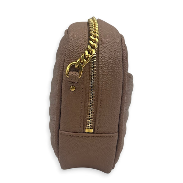 Lou Crossbody Bag Dark Powder in Calfskin, Gold hardware