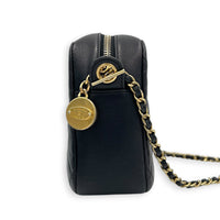 Camera Crossbody Bag Black in Lambskin, Gold hardware