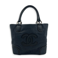 CC Tote Bag Black in Calfskin, Gunmetal hardware