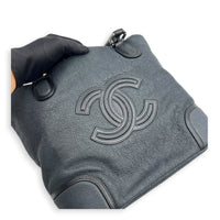 CC Tote Bag Black in Calfskin, Gunmetal hardware