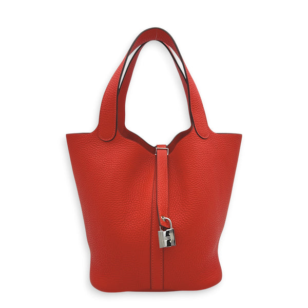 Picotin 22 Rose Jaipur Bucket Bag in Clemence, Palladium hardware