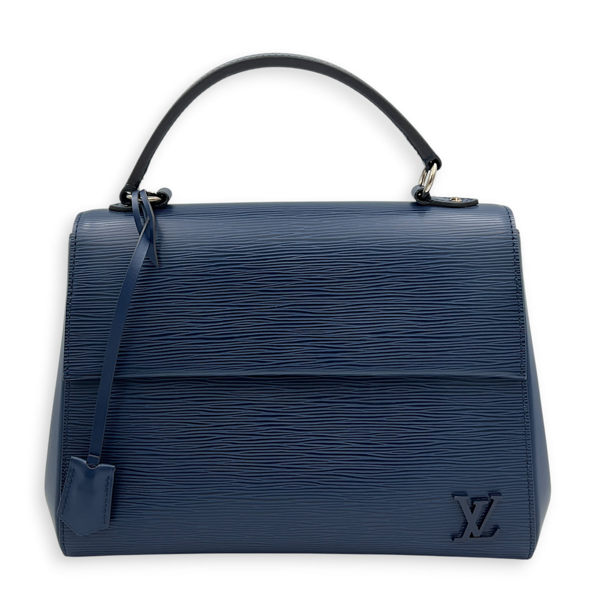 Cluny Top Handle Bag Indigo in Epi Leather, Silver hardware