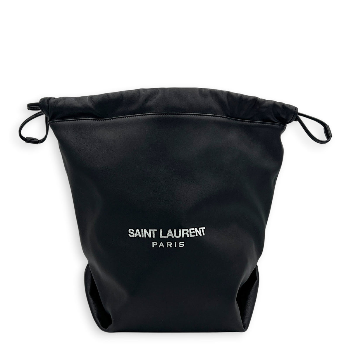 Teddy Black Bucket Bag in Calfskin, Silver hardware
