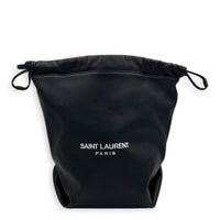 Teddy Black Bucket Bag in Calfskin, Silver hardware