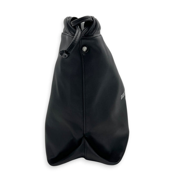 Teddy Black Bucket Bag in Calfskin, Silver hardware