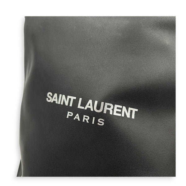 Teddy Black Bucket Bag in Calfskin, Silver hardware