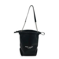Teddy Black Bucket Bag in Calfskin, Silver hardware