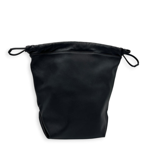 Teddy Black Bucket Bag in Calfskin, Silver hardware