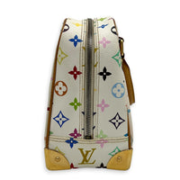Trouville Top Handle Bag White Multicolore in Coated Canvas, Gold hardware