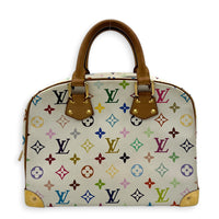 Trouville Top Handle Bag White Multicolore in Coated Canvas, Gold hardware