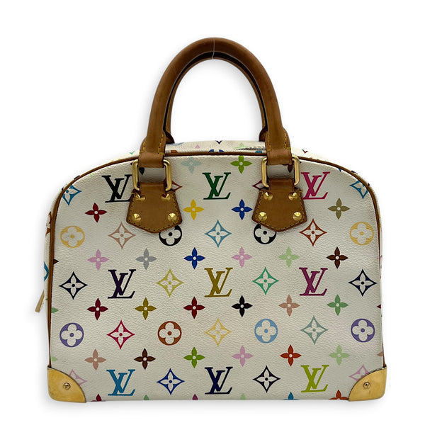 Trouville Top Handle Bag White Multicolore in Coated Canvas, Gold hardware