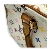 Trouville Top Handle Bag White Multicolore in Coated Canvas, Gold hardware