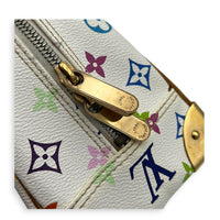 Trouville Top Handle Bag White Multicolore in Coated Canvas, Gold hardware