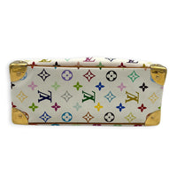 Trouville Top Handle Bag White Multicolore in Coated Canvas, Gold hardware