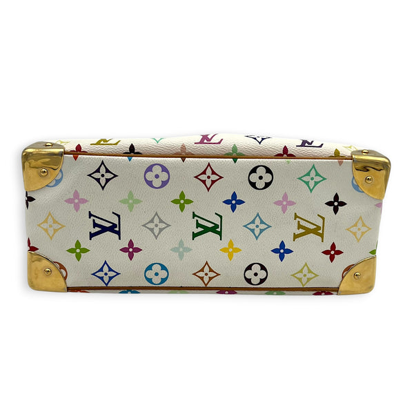 Trouville Top Handle Bag White Multicolore in Coated Canvas, Gold hardware