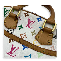 Trouville Top Handle Bag White Multicolore in Coated Canvas, Gold hardware