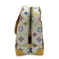 Trouville Top Handle Bag White Multicolore in Coated Canvas, Gold hardware