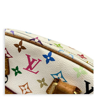 Trouville Top Handle Bag White Multicolore in Coated Canvas, Gold hardware
