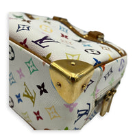Trouville Top Handle Bag White Multicolore in Coated Canvas, Gold hardware