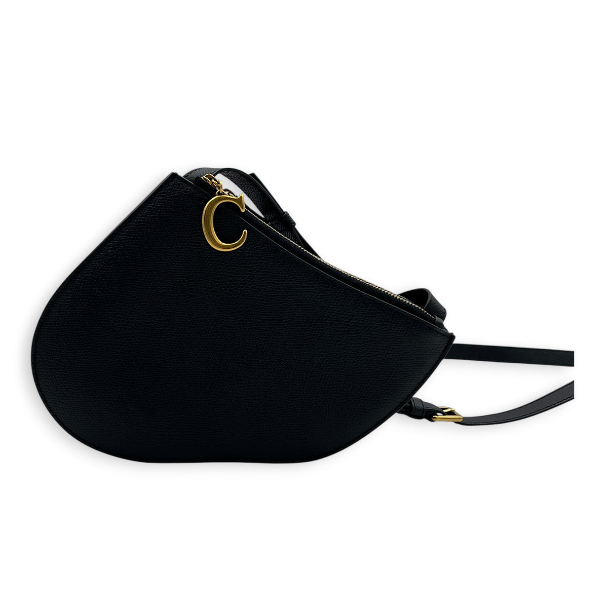 Saddle Trio Crossbody Bag Black in Calfskin, Gold hardware