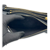 Saddle Trio Crossbody Bag Black in Calfskin, Gold hardware
